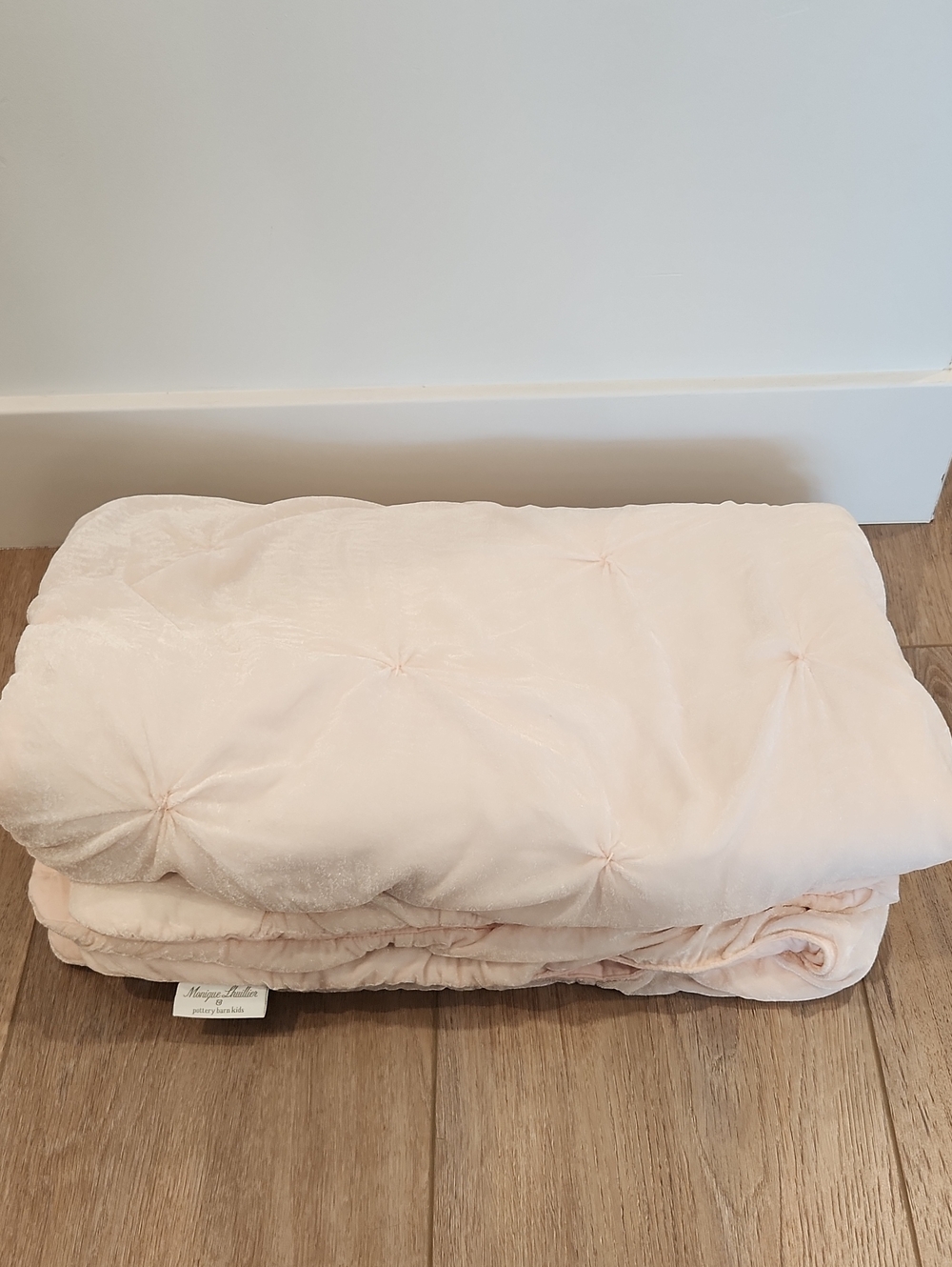 Monique Lhuillier & Pottery Barn Kids Blush Pink Tufted Plush Crib Quilt